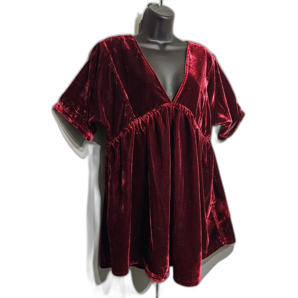 New Free People Pomegranate Wine Ivy Velvet Mini Dress OB1085881 XS